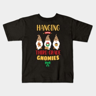 Hanging with my Third Grade Gnomies - Funny Garden Gnome Pajama Gift - Third Grade Gnomes Cheetah Gift Kids T-Shirt